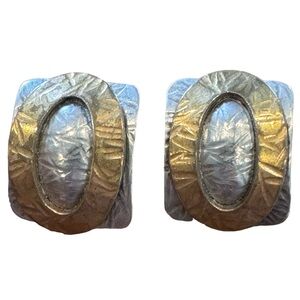 Marjorie BAER SF Vintage Clip Earrings Brass Silver Tone MB SF Modernist